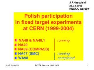 Polish participation in fixed target experiments at CERN (1999-2004)