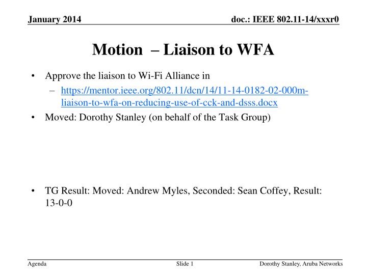 motion liaison to wfa