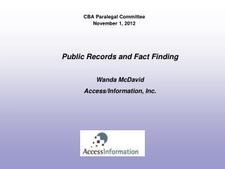 CBA Paralegal Committee November 1, 2012