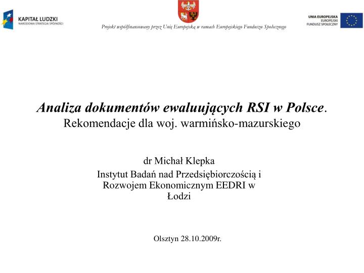 analiza dokument w ewaluuj cych rsi w polsce rekomendacje dla woj warmi sko mazurskiego