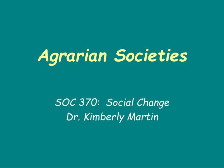 agrarian societies