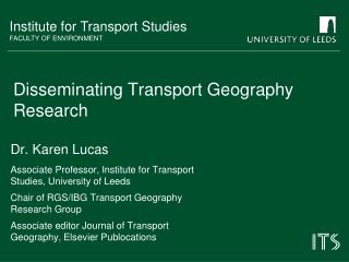 Disseminating Transport Geography Research