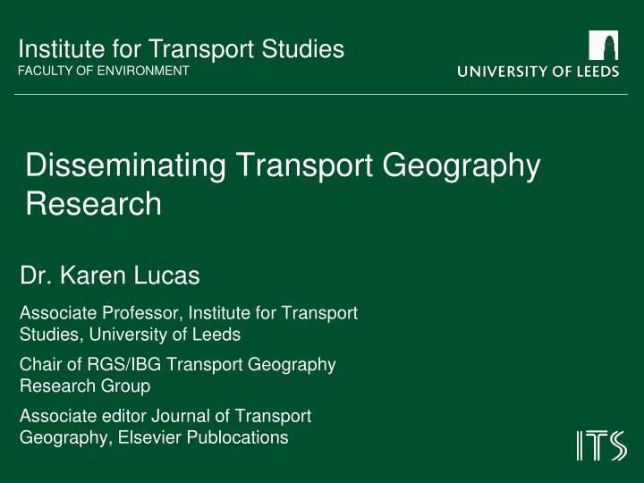 disseminating transport geography research