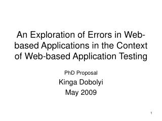 An Exploration of Errors in Web-based Applications in the Context of Web-based Application Testing