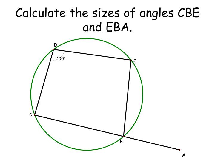 calculate the sizes of angles cbe and eba