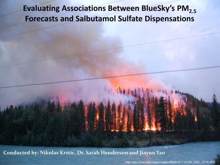 evaluating associations between bluesky s pm 2 5 forecasts and salbutamol sulfate dispensations