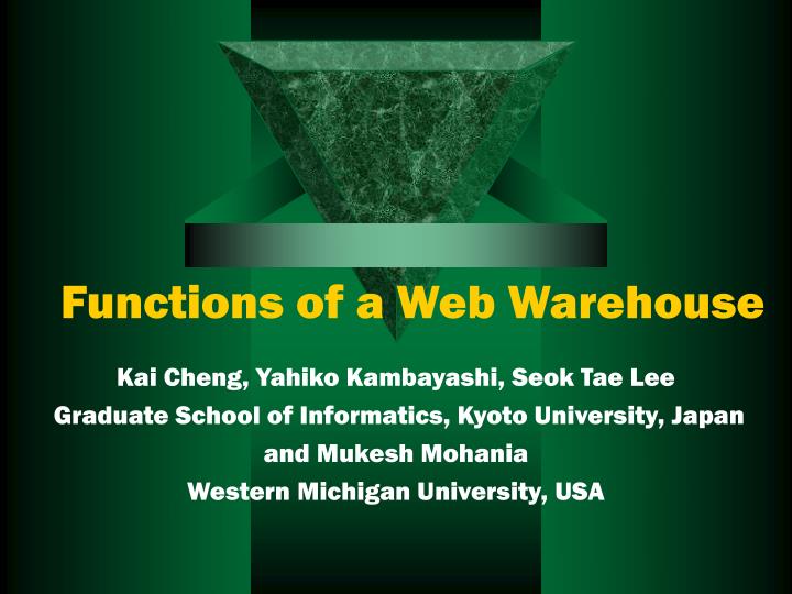 functions of a web warehouse