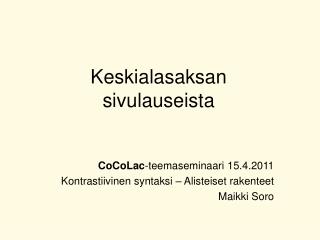 keskialasaksan sivulauseista