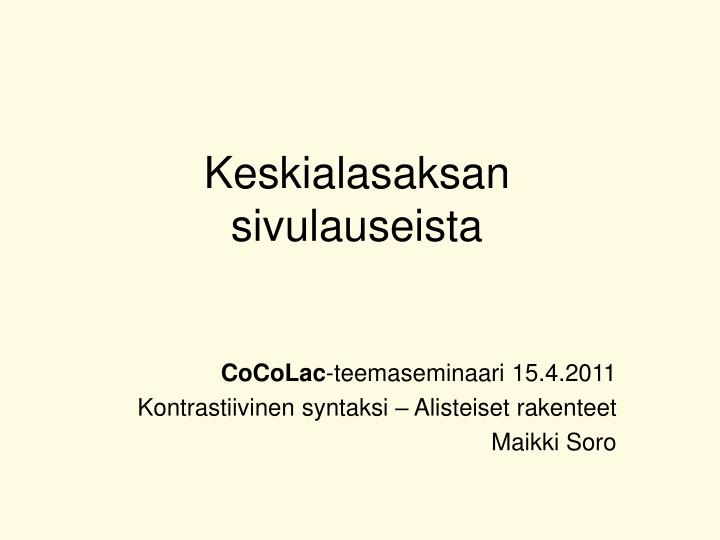 keskialasaksan sivulauseista