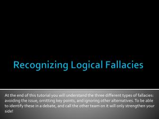 Recognizing Logical Fallacies