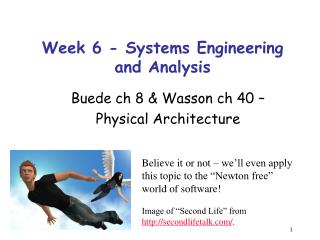 Week 6 - Systems Engineering and Analysis