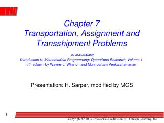 Presentation: H. Sarper, modified by MGS