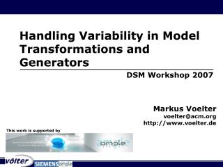 Handling Variability in Model Transformations and Generators