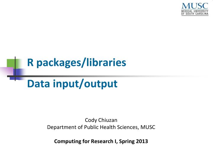 r packages libraries data input output