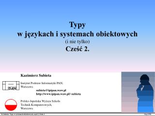 typy w j zykach i systemach obiektowych i nie tylko cze 2