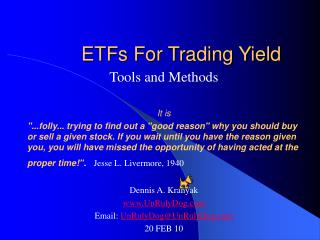 ETFs For Trading Yield