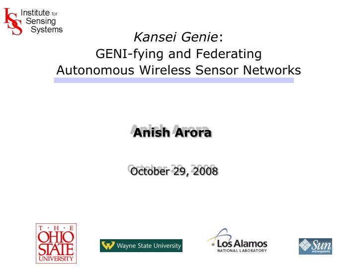 kansei genie geni fying and federating autonomous wireless sensor networks