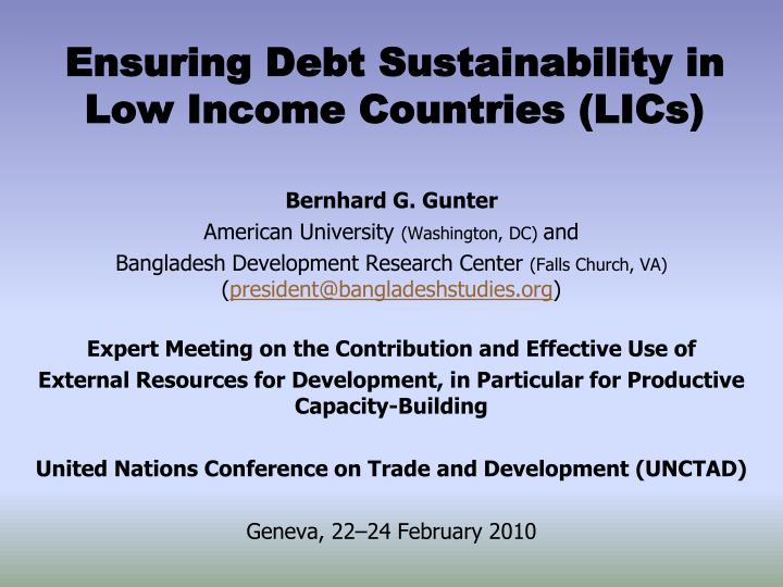 ensuring debt sustainability in low income countries lics