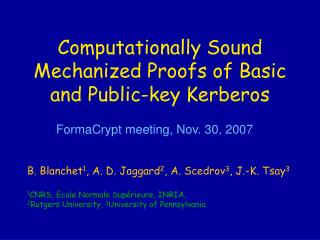 Computationally Sound Mechanized Proofs of Basic and Public-key Kerberos