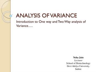 ANALYSIS OF VARIANCE