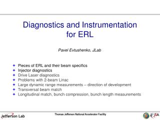 Diagnostics and Instrumentation for ERL