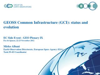 GEOSS Common Infrastructure (1)