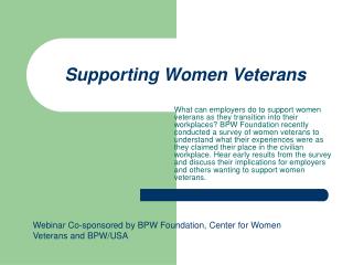 Supporting Women Veterans