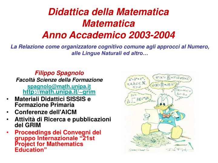 didattica della matematica matematica anno accademico 2003 2004