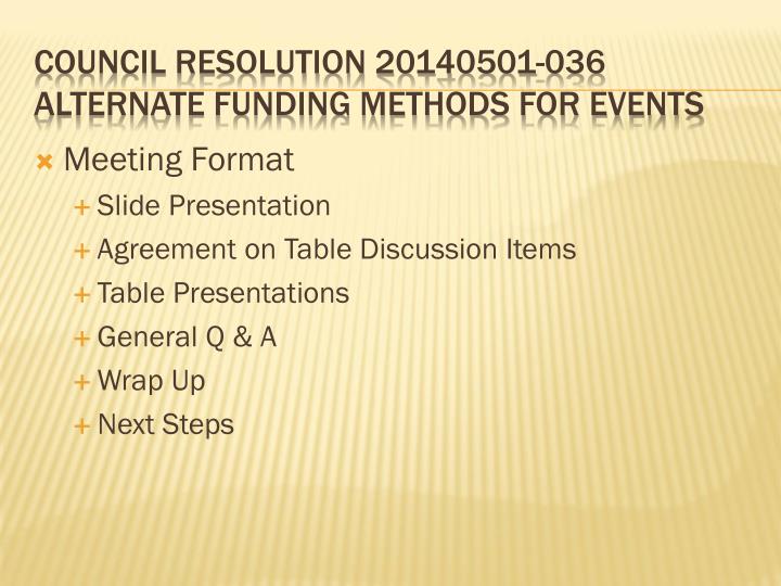 council resolution 20140501 036 alternate funding methods for events