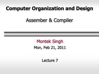 Computer Organization and Design Assember &amp; Compiler
