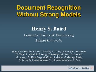 Document Recognition Without Strong Models