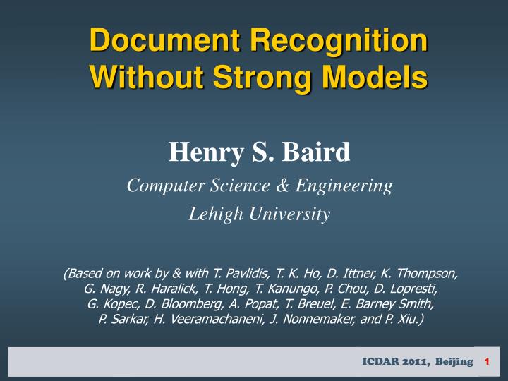 document recognition without strong models