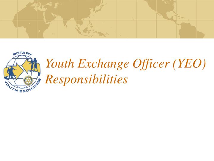 youth exchange officer yeo responsibilities