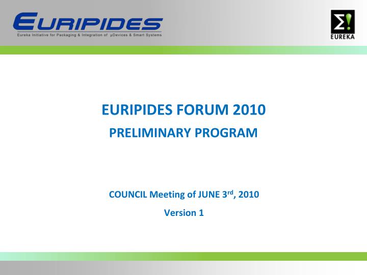 euripides forum 2010 preliminary program