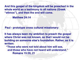 Paul - prototype cross cultural missionary: