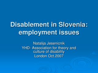 Disablement in Slovenia: employment issues
