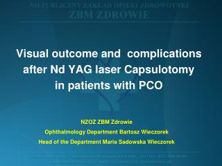 NZOZ ZBM Zdrowie Ophthalmology Department Bartosz Wieczorek