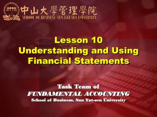 Lesson 10 Understanding and Using Financial Statements