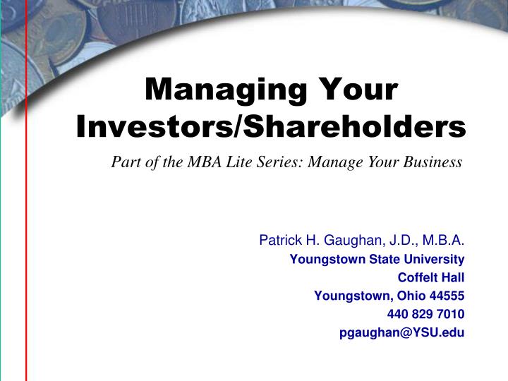 managing your investors shareholders