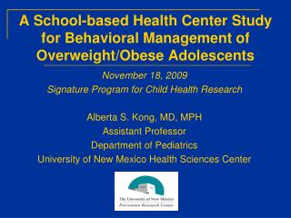 A School-based Health Center Study for Behavioral Management of Overweight/Obese Adolescents