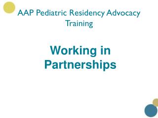 AAP Pediatric Residency Advocacy Training