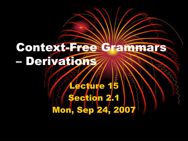 context free grammars derivations
