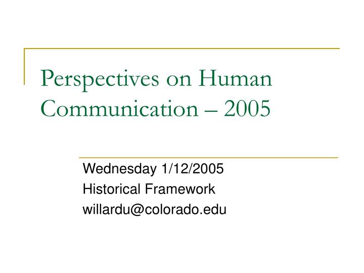 perspectives on human communication 2005
