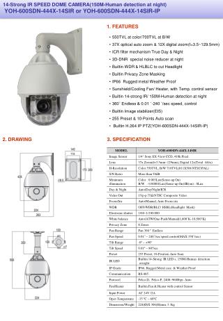 550TVL at color/700TVL at B/W 37X optical auto zoom &amp; 12X digital zoom(f=3.5~129.5mm)