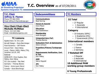 T.C. Overview as of 07/29/2011