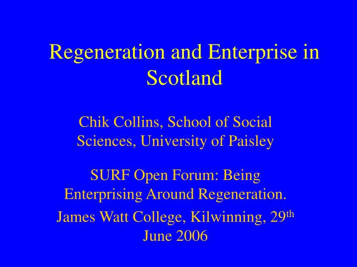 regeneration and enterprise in scotland