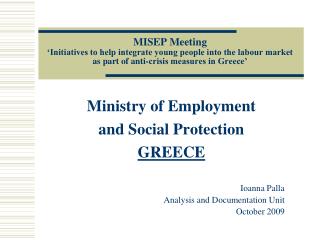 Ministry of Employment and Social Protection GREECE