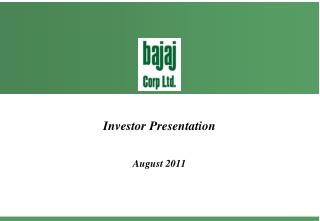 Investor Presentation August 2011