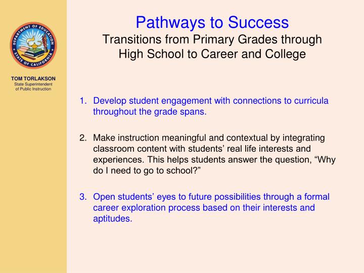 pathways to success transitions from primary grades through high school to career and college