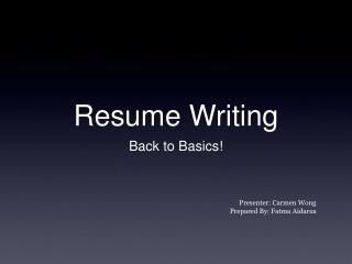 Resume Writing